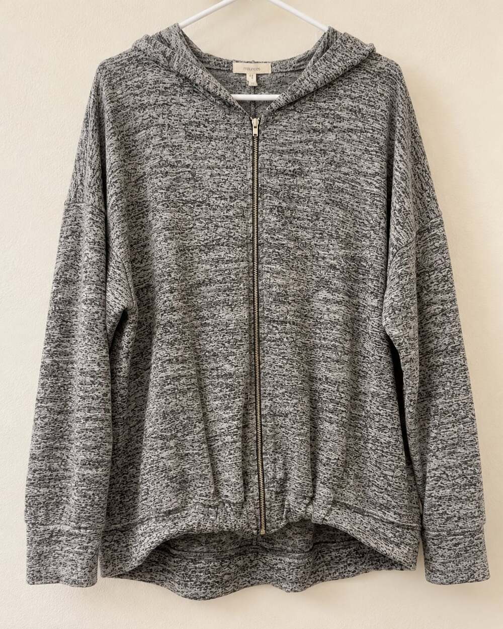 Maurices Full Zip Hoodie Size M Gray Marled Lightweight Jacket